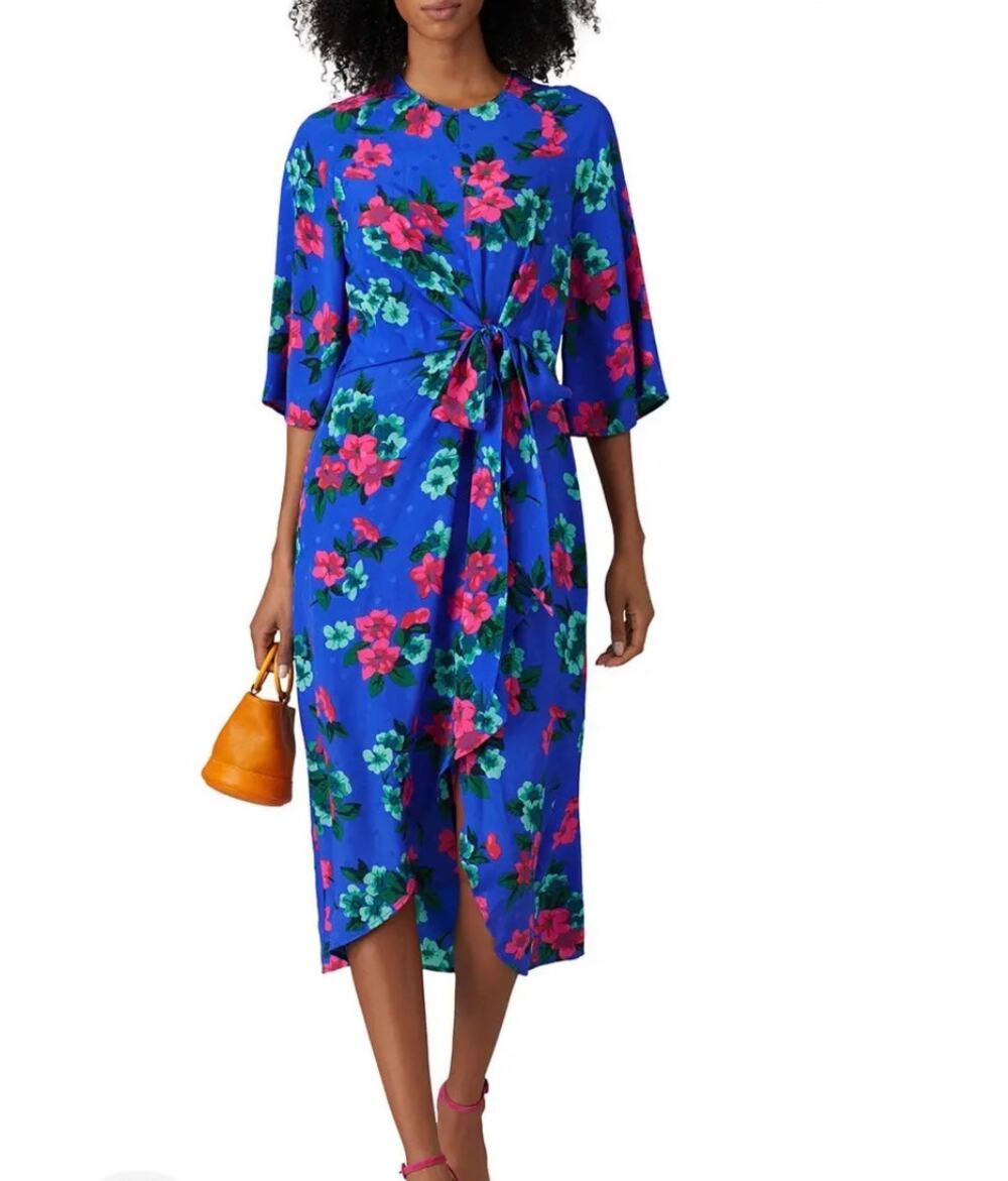 Essential Antwerp Vayen Draped Detail Silk Floral Dress Size 42